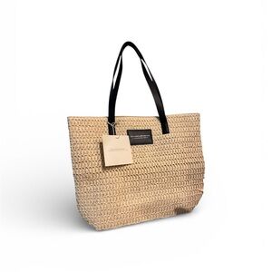 Donna Karan Woven Tan Tote Bag